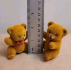 Five Vintage 2  Mini Bears  Flocked Miniature Brown Teddy Decor Crafts Dollhouse