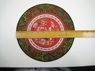 Vintage Asian Chinese Embroidered Silk Art Floral Panel Handmade Textile Round