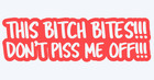 Funny Sticker This Bitch Bites Car Van Laptop Bumper Window Vinyl Novelty Decal