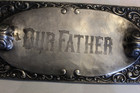 Casket coffin Plaque Silver Tone  our Father  Late 1800s