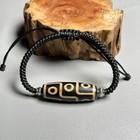 Unique Tibetan Old Agate Dzi  9 Eyes  Bead Bracelet T1026
