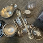 Assorted Silver-plated Creamer Gravy Bowl Spoons Set Mixed Lot Ink Well She   ll