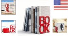 Unique Decorative Metal Bookends     Heavy Duty Red For Organized Spaces