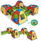 8-in-1 Pop Up Kids Play Tent With 4 Tunnels  Indoor outdoor Playhouse  Baby Tunn