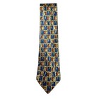 Ermenegildo Zegna Silk Tie Blue Orange Geometric Pattern Mens Roses Made Italy
