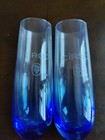 Ciroc Glasses Etched Blue Cocktail Stemless Flute    Set Of Two Vodka Logo 6 25 