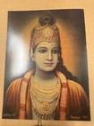 Vintage Hindu God Krishna Two-sided Lithograph Print Poster Indian Devotional