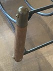 Mcm 1960 s Arthur Umanoff Wrought Iron Walnut   Brass Fireplace Log Holder