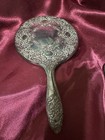 Vintage Art Nouveau Deco Vanity Set Silver Plate Mirror  Brush   Powder Box
