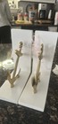 Nautical Brass Anchor Bookends Pair White Wood  Anchors Set Of 2