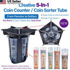 Byteen8 Coin Counter Sorter Tube   creative 5-in-1 Change Dark Grey