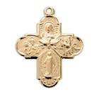 16 Kt Gold Over Sterling Silver Four-way Cross Medal Pendant Necklace  1 1 Inch