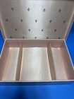 Vtg Sewing Jewelry Box Organizer Notions Pink Gold Hinged Lid Satin Lined Lion