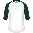 Badger Youth B-baseball 3 4 Sleeve Shirt White   Forest Green Xs