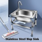 Stainless Steel Floor Mount Mop Cleaning Sink With Faucet For Home Commercial
