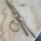 Lot Of 3 Vintage Timex Ladies Watches 1960s Silver Tone Mechanical Parts Repair 