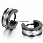 2pcs Knurling Pattern Hoop Huggie Earrings Unisex Stainless Steel Stud Earrings