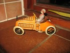 Lovely 1919 Cyclecar Lady Driver Windup Car Tinplate Germany Antique G k Tin Toy