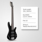 Glarry Full Size Gib 6 String H-h Pickup Electric Bass Guitar With Bag Black