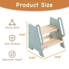 Wooden 2 Step Stool With Handles adjustable Height Design portable Step Stool   