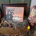 Primitive Vintage Victorian Retro Style Halloween Fortune Witch Cake Set Sign