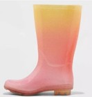 Nwt  Cat   Jack Sz 2 Girls Kids Cece Rain Boots Yellow Pink Glitter Ombre Rubber