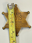 Elvis The King Of Rock N Roll Fan Club Brass Badge pin Rustic Patina