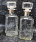 Matching Set Of 2 Vintage Decanter Whiskey Glass Bottle Stopper Cork