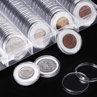 60pcs 41mm Clear Coin Capsules - Round Plastic Holder Storage Container Box