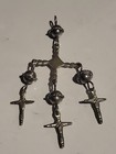  Taxco Sterling Silver Yalalag Wedding Cross Necklace Signed Cet 1950s 