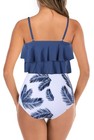 Women s Blue High Waisted Bathing Suits Flounce Halter Tank Top Bikini M 