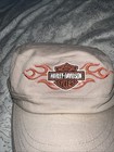 Harley Davidson Motorcycles Large Painters Hat Tan With Orange Flames