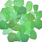100 Pcs Genuine Sea Glass Beads Small Green Drilled Beach Glass Bulk 16   20mm