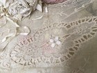 Antique French Tambour Lace Table Runner Cotton Netting 1920s  h