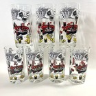 Vtg Hazel Atlas Poker Cards Cocktail Glass Bar Set Roulette Game Metal Tray 9 Pc