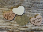 100 Qty 1  Best Day Ever  Wood Hearts Table Confetti Wooden Wedding Decor  