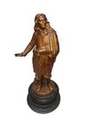 Antique Bronzed Spelter Statue Of Poet John Milton On Stand 15 Inch