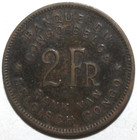 Belgian Congo 2 Francs Coin 1947 Km  28 Belgium Africa Elephant Two