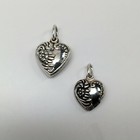 Sterling Silver Victorian Bead Heart Charm For Bracelet Necklace Pendant Vintage