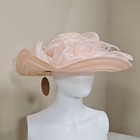 Blush Pink Organza Kentucky Derby Hat Wide Brim Church Wedding Fascinator