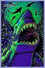 Shark Attack Flocked Blacklight Poster - 23  X 35 