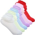 Telooco 6 Pairs Girls Ruffle Socks Cute Lace Frilly Ankle Medium Multicolor