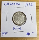 1936 Canadian 80  Silver 10 Cents King George V Circulated Canada Dime