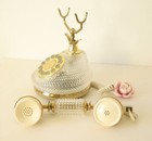 Rotary Style Telephone  Gold And Yellow Vintage Crystal Look Phone Art Decor
