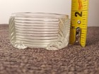 Dresser Jar Art Deco Style Ribbed Clear Glass Powder Vanity Footed -nn2029
