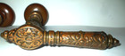 Antique Pair Victorian Solid Brass Ornate Door Pull Levers - Rare