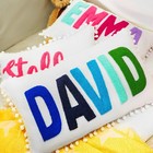 Custom Baby Name Punch Needle Pillow  Decorative Pom Pom Edge Nursery Cushion