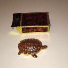 Nib Vintage Avon Gold Tone Turtle  candid  Solid Perfume Compact Case