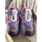 Disney Frozen 2 Anna Elsa Sherpa Lined Slipper Socks Purple Blue Kids Size 6-8 5