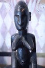 Vintage African Senufo Carved Wood Female Figure Vessel Lid 16  Tribal Statue